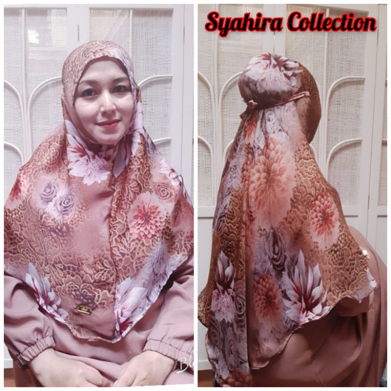 hijab Bergo instan motif silk premium Anti tembem