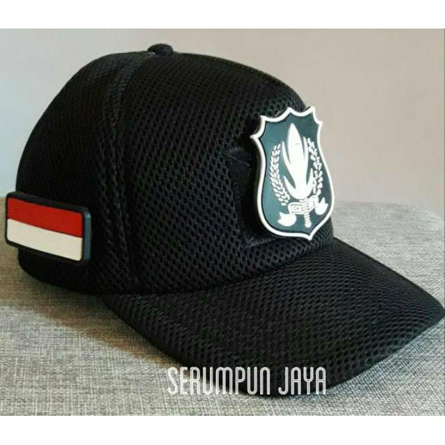 TOPI SECURITY LOGO PUTIH BESAR - TOPI SECURITY LOGO PUTIH BESAR 3PATCH JARING DOBEL MESH VELCRO