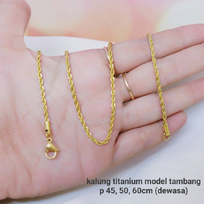 Kalung Titanium Wanita Anti Karat Aksesoris Fashion Perhiasan Premium model tambang- T063