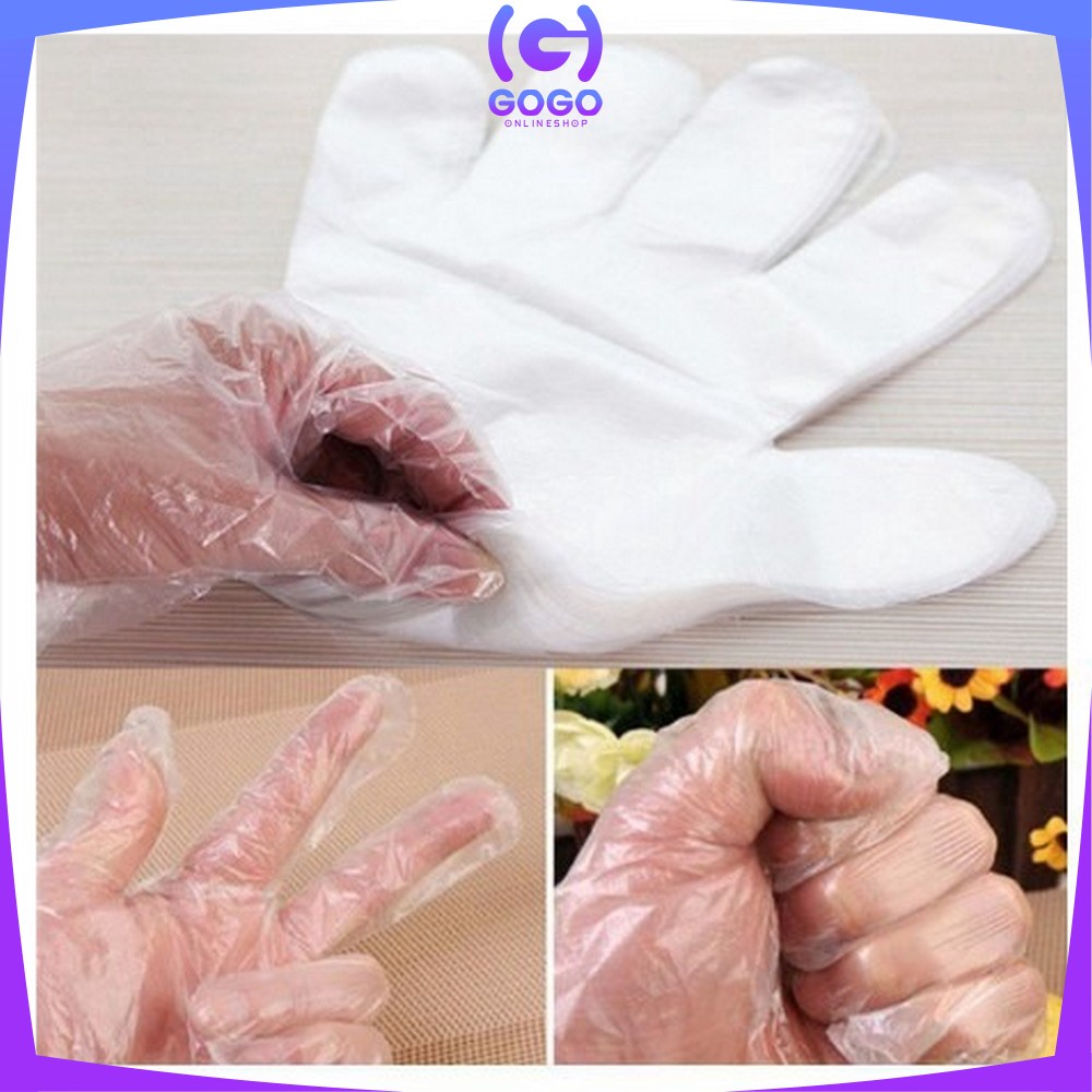 GOGO-C127 Sarung Tangan Plastik 100PCS (50PSG) Steril Sekali Pakai Hand Glove Dapur Transparan