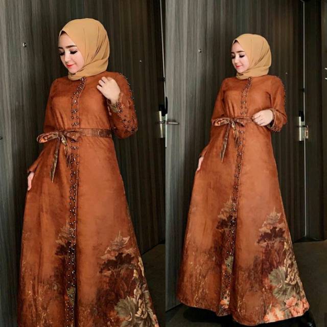 Gamis suede flower original shellasaukia
