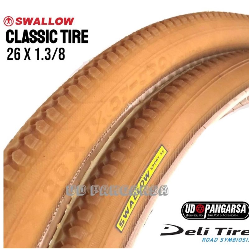 Ban Luar 26 x 1 3/8 Sepeda CTB City Bike JENGKI. SWALLOW DELI TIRE COKLAT