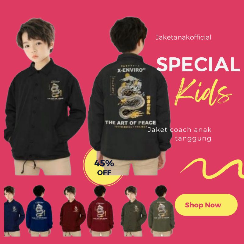 Jaket Coach Anak Tanggung , Jaket Naga Anak Laki laki , Jaket Parasut Anak