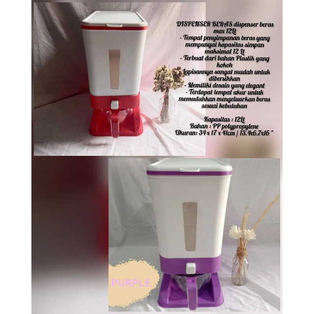 DISPENSER BERAS 12LITER