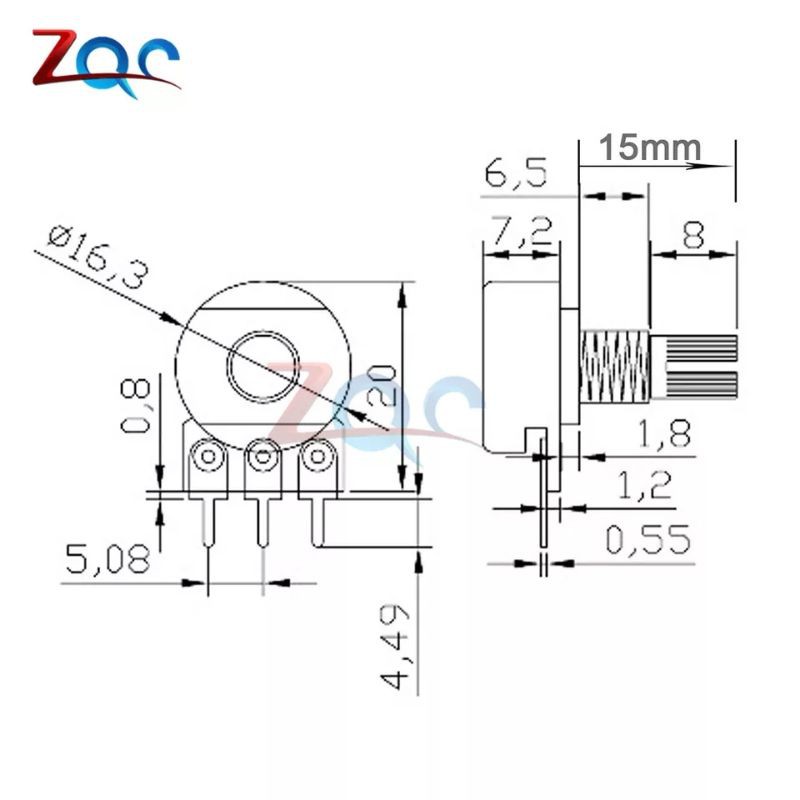 Potensiometer Resistor 1K 2K 5K 10K 20K 50K 100K 250K 500K 1MΩ 3Pin Linier CAP UNTUK ARDUINO