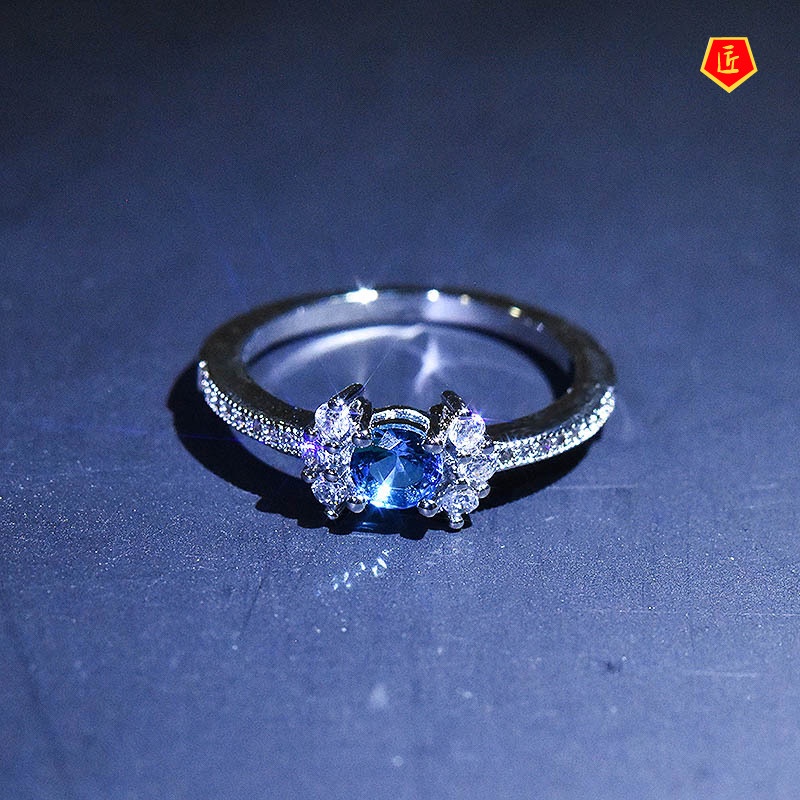 [Ready Stock]Women's Simple Personality Colored Gemstone Ring