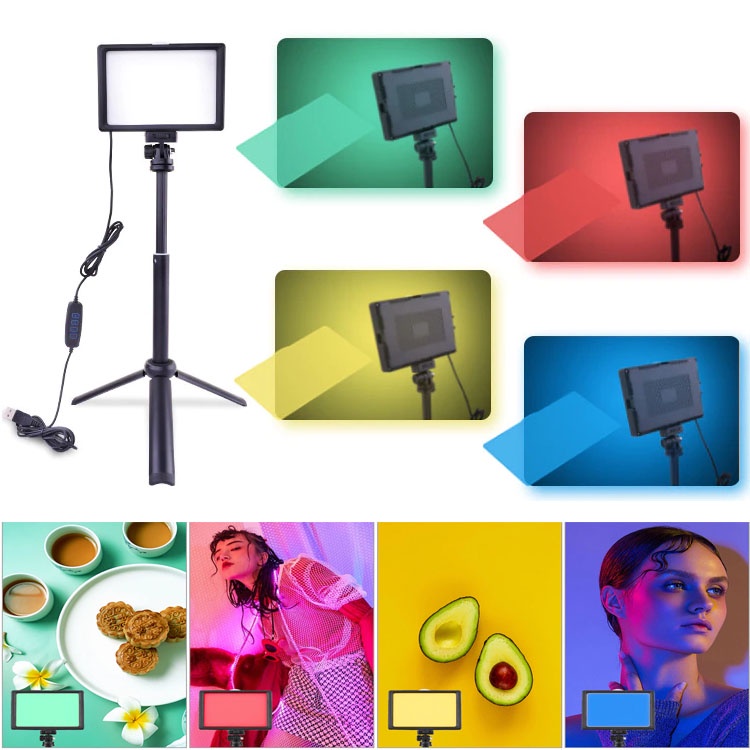 Studio Lighting 15W Multi Warna Set Plus Tripod sudah termasuk tripod Multi color SLF Lampu Kamera Studio LED Portable Flat Panel Fill Light 15W LPL-01 Ring Light Dual Color Portable Fill Light Set Photo Studio Desktop Portable Beauty Video Conference