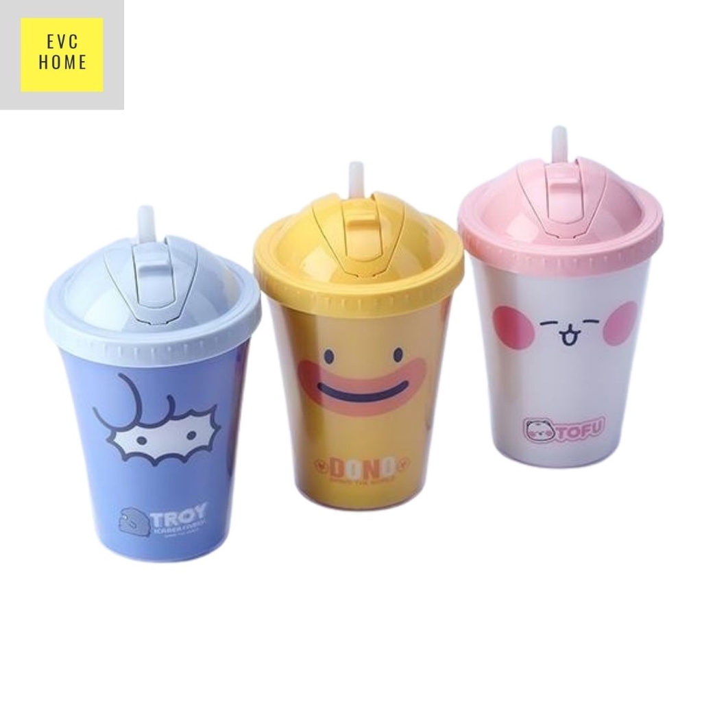 EVCHOME Water Bottle With Straw / Tumbler / Botol Minum Anak 2 Lapis Strap 380ml