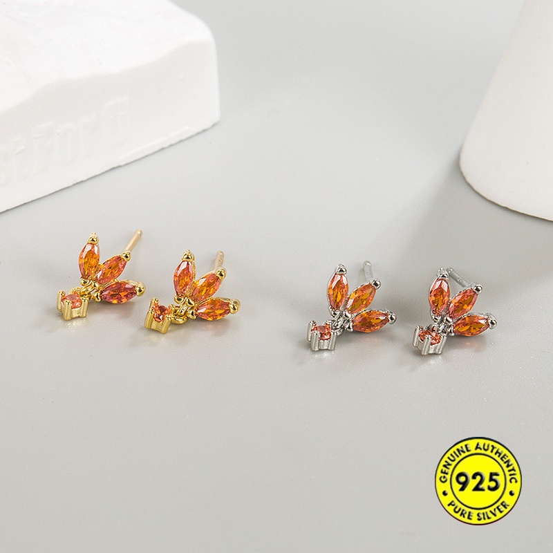 Anting Tusuk Sterling Silver 925 Lapis Emas 18K Anti Alergi Hias Kristal Zircon AAA Untuk Wanita