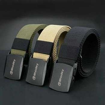 Rhodey Tali Ikat Pinggang Pria Anti Xray Plastik Canvas Non Metal Automatic Buckle - 899