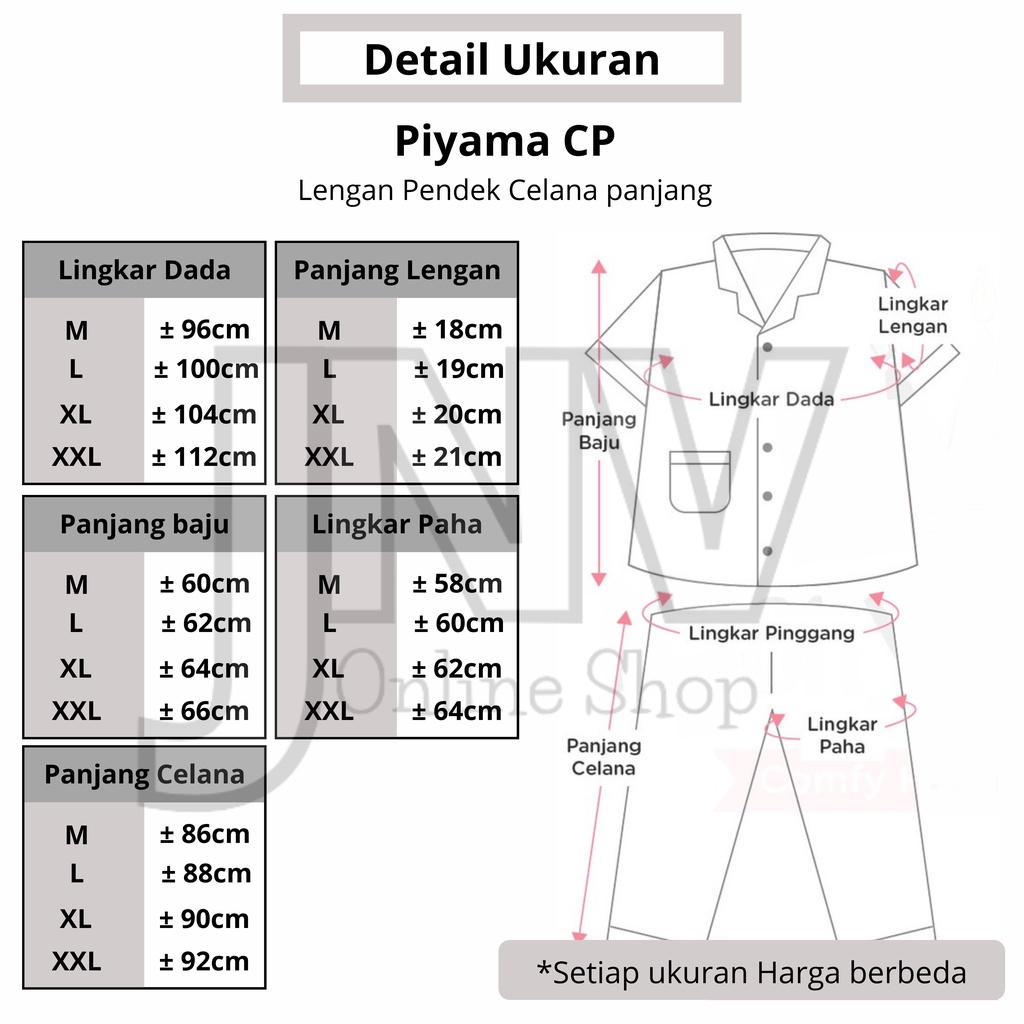 JNV Piyama CP Wanita Motif Batik Sultan - Baju Tidur Lengan Pendek - Bahan Katun-2