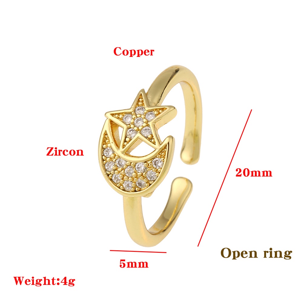 In Golden Moon XINGX cincin perhiasan elegan mikro bertatahkan ekor cincin wanita