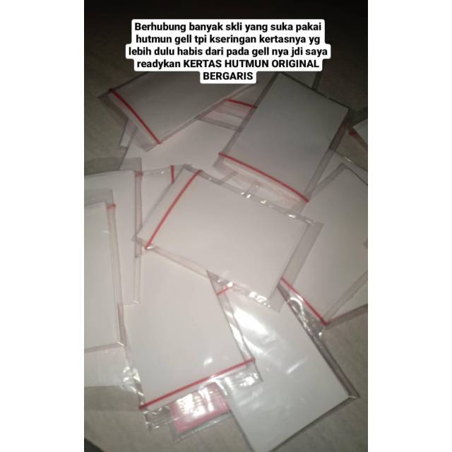 

KERTAS HUTMUN GELL ORIGINAL BERGARIS (isi kurang lebih 50 lembar)