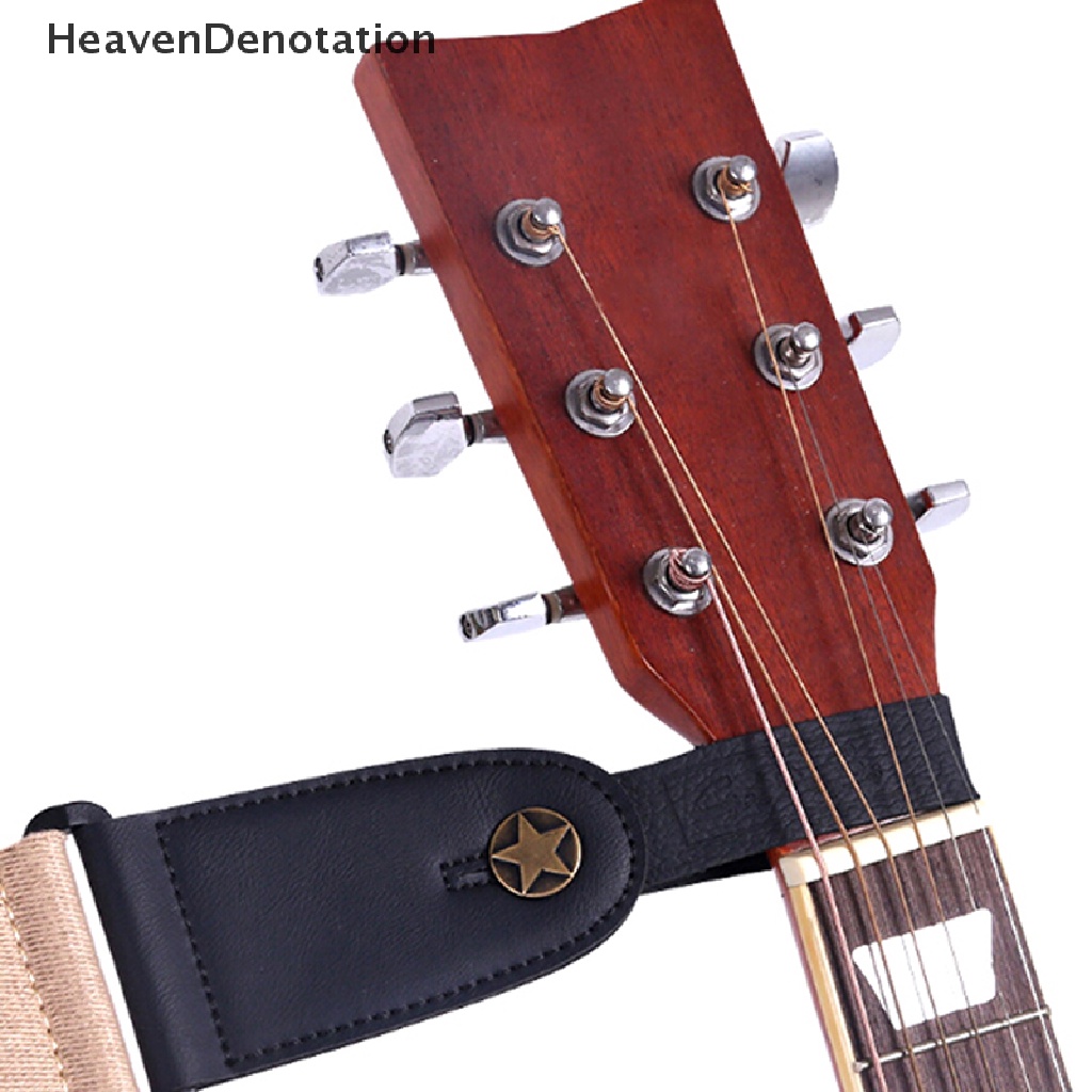 (Heavendenotation) 1pc Strap Holder Gitar Akustik / Elektrik / Bass Bahan Kulit Warna Hitam