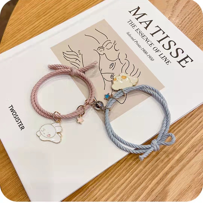 (COD) 2 pcs gelang tali couple import dengan magnet bracelet pasangan  persahabatan