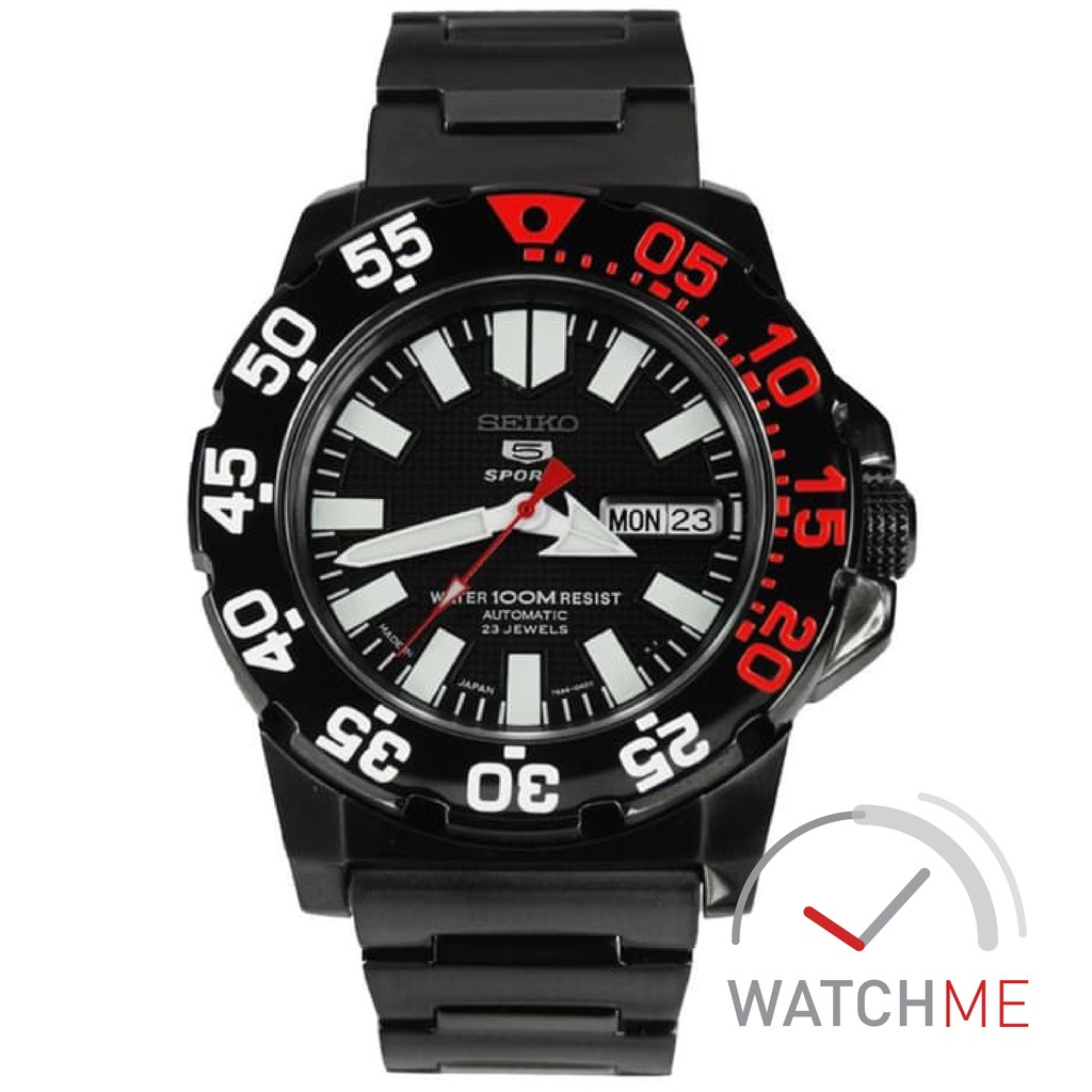 Jam Tangan Seiko 5 SNZF53K1 Autoamtic Mini Monster Black Dial Red 100m Stainless Steel Ori Garansi