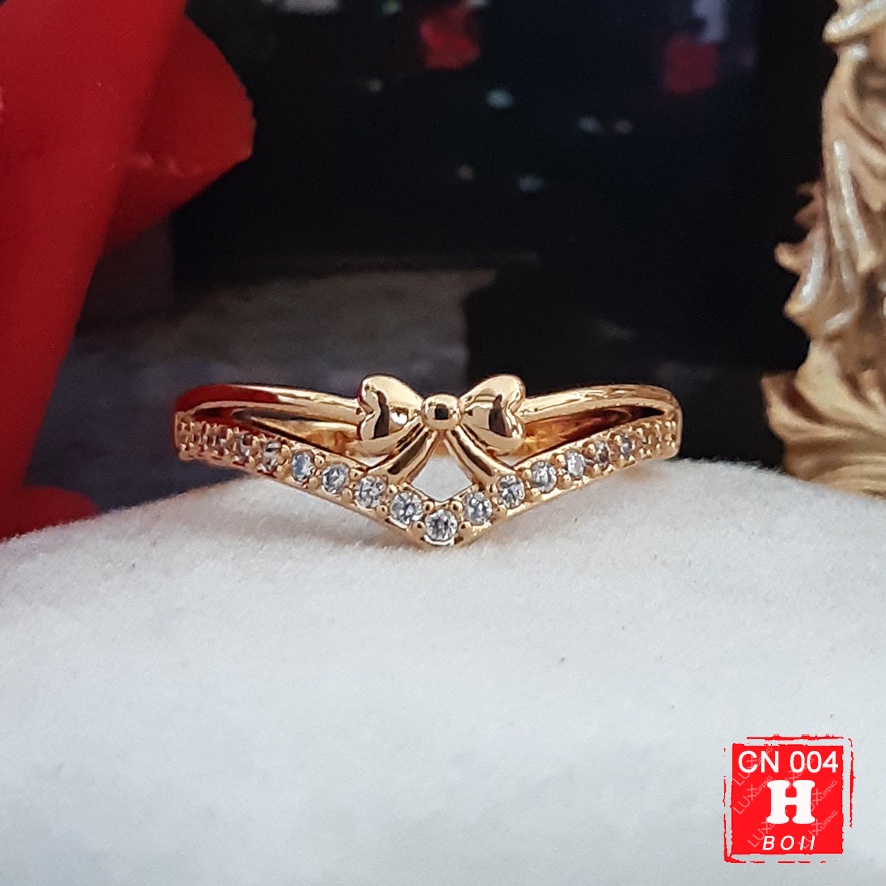 CN 004 Cincin Wanita Dewasa Permata Berlian Love Perhiasan Lapis Emas 18K Zirkon Cincin Yaxiya Luxx Xuping