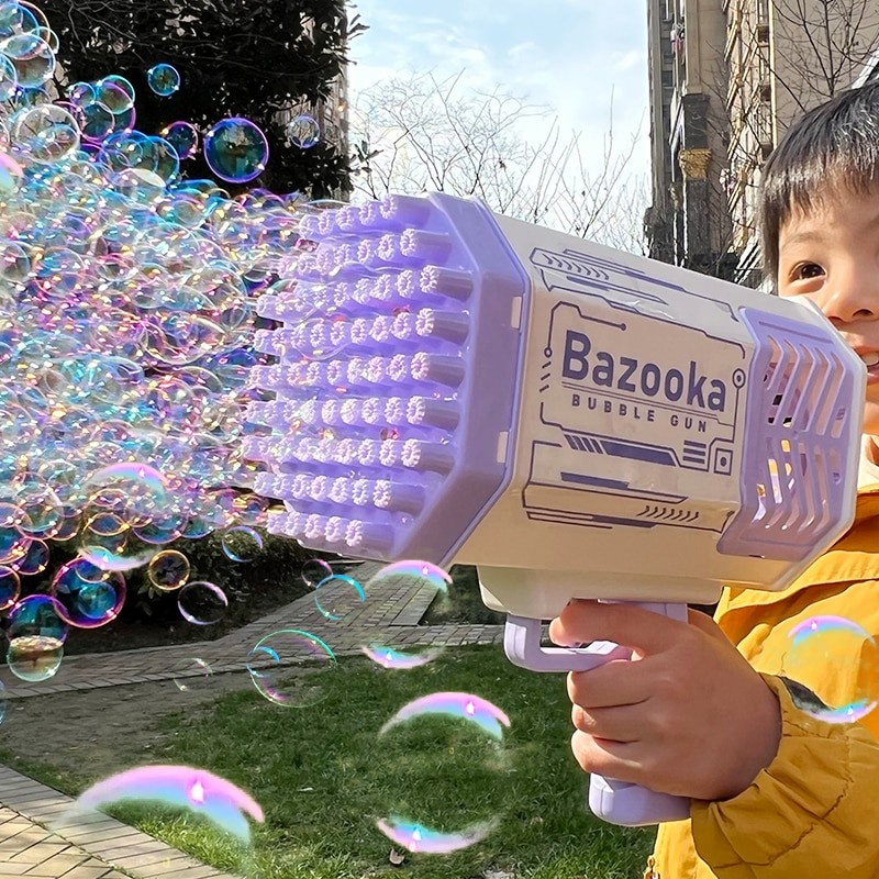 Rechargeable Bubbles Machine 69 Holes Bubble Gun Rocket Gun Launcher