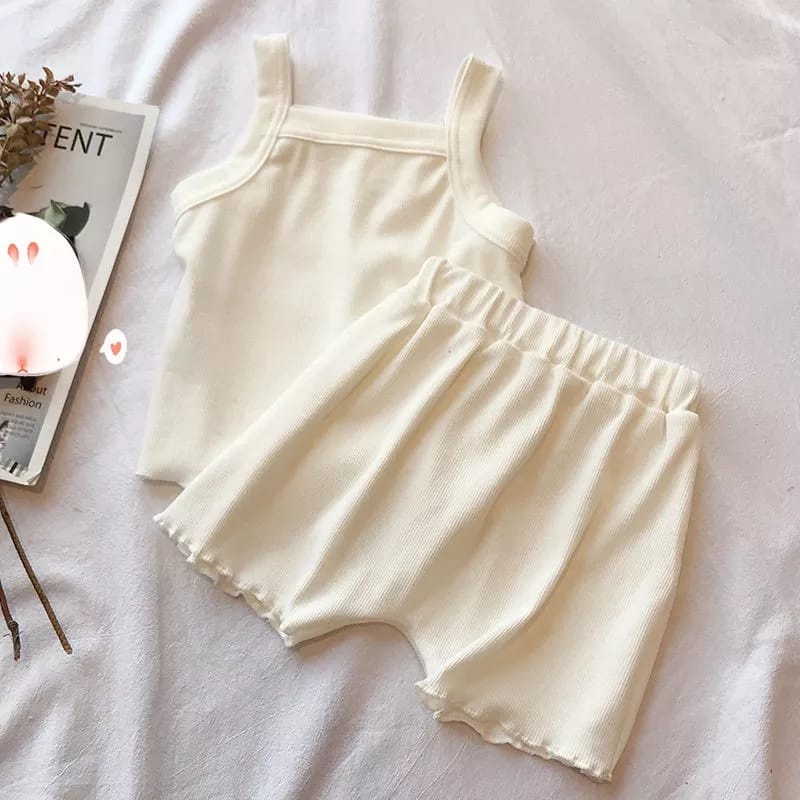 BEFAST - ZTL OOTD Setelan Anak DHANA / set anak singlet kiddy / Pakaian Anak-Anak Perempuan / Setelan Atasan Tanpa Lengan+Celana Pendek / Fashion Anak Perempuan Santai / Baju Rumahan Anak Perempuan / Terbaru 2022 / Terlaris