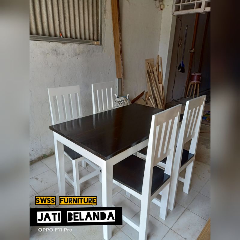 meja makan seder ukuran meja 120x70x75 bangku ukuran 39x45x100