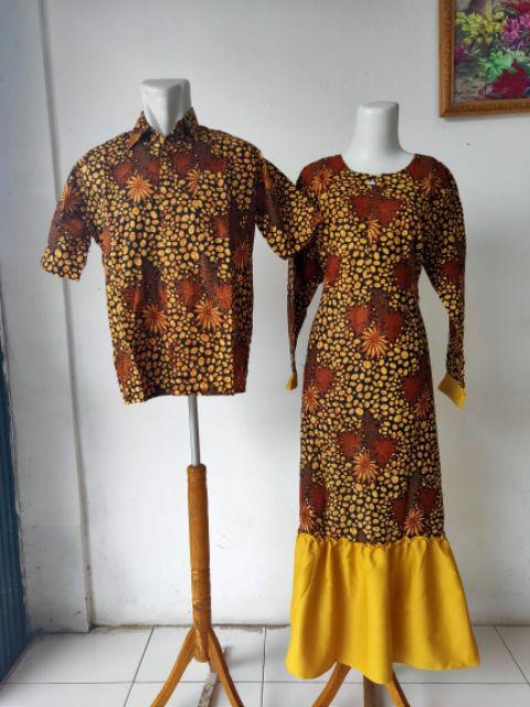 Cople Pria Wanita Gamis Batik Meisya Style // Batik Rampel // 2762 // Tunggal Terbaru