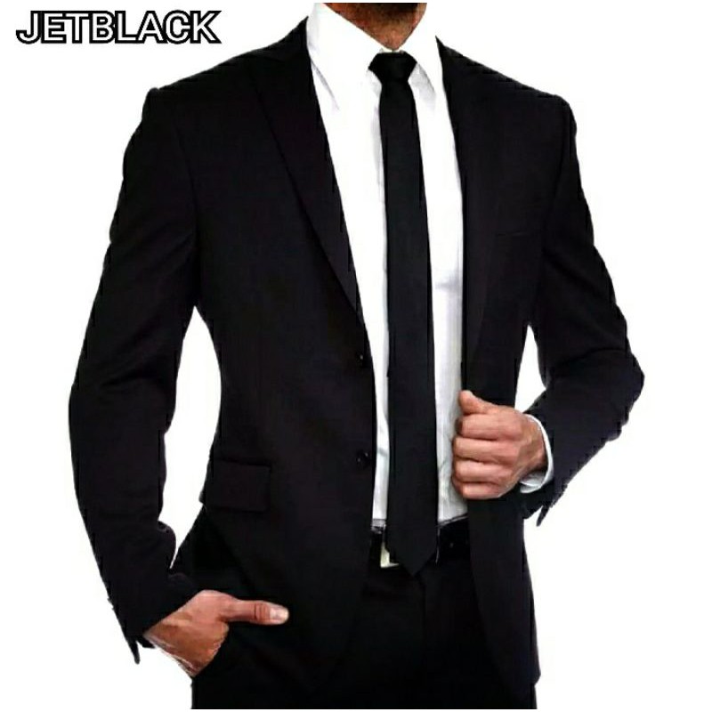 JAS PRIA BAHAN JETBLACK/JAS RESMI/ JAS FORMAL PRIA/JAS HITAM PRIA MODEL SLIMFIT