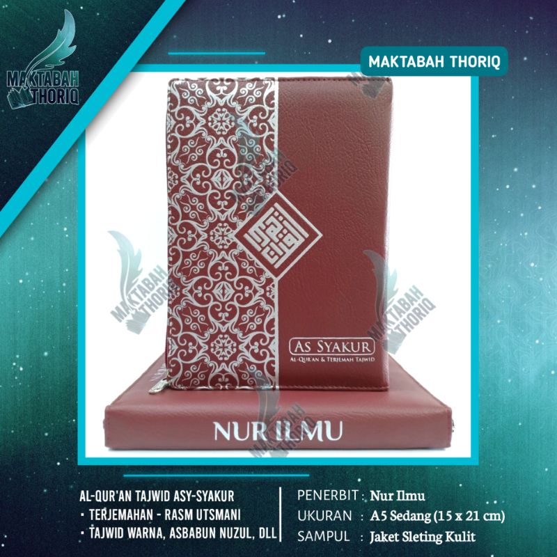 Alquran Tajwid Terjemah Asy Syakur Cover Kulit Resleting ukuran A5 Sedang
