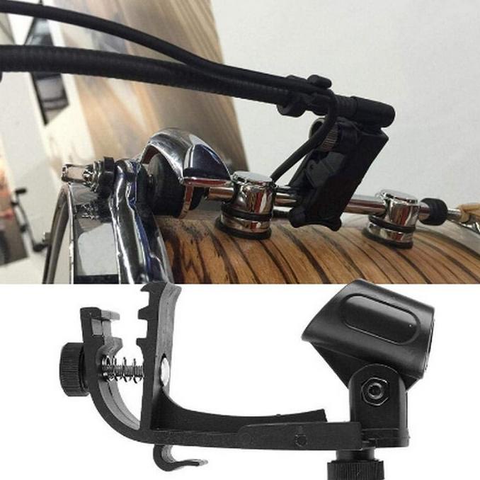 [IS] - MIC MICROPHONE HOLDER MOUNT CLAMP PENAHAN SNARE DRUM CLIP ON RIM SHOCK