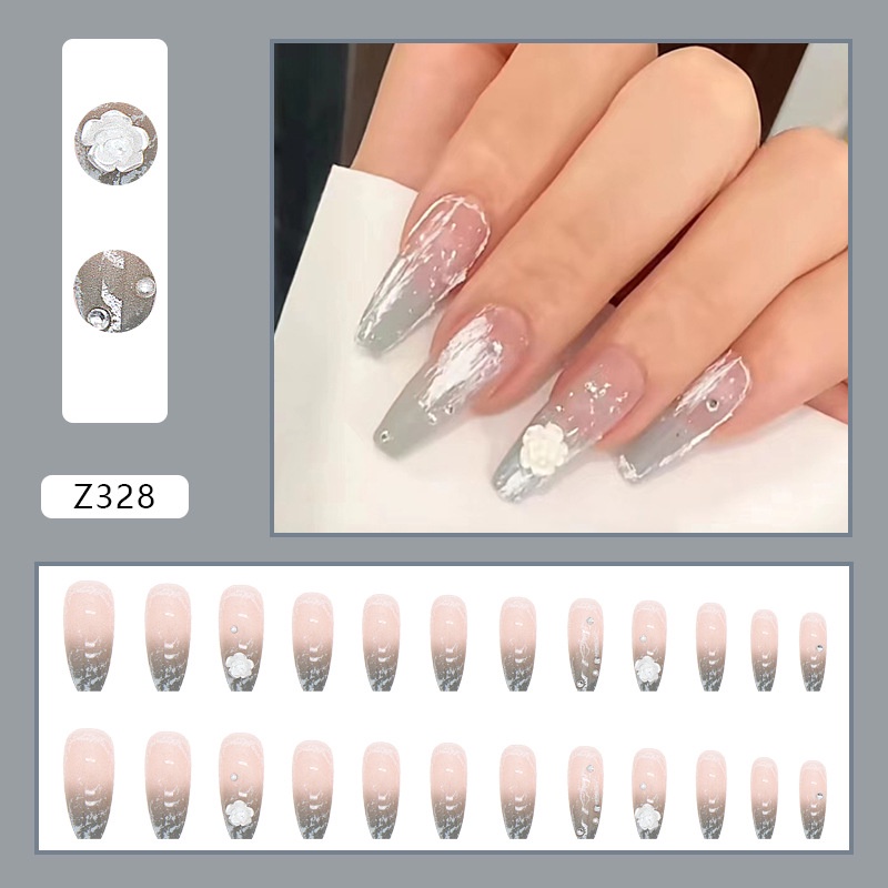 24pcs / Kotak Kuku Palsu Full Cover Z328 Untuk Dekorasi Nail Art