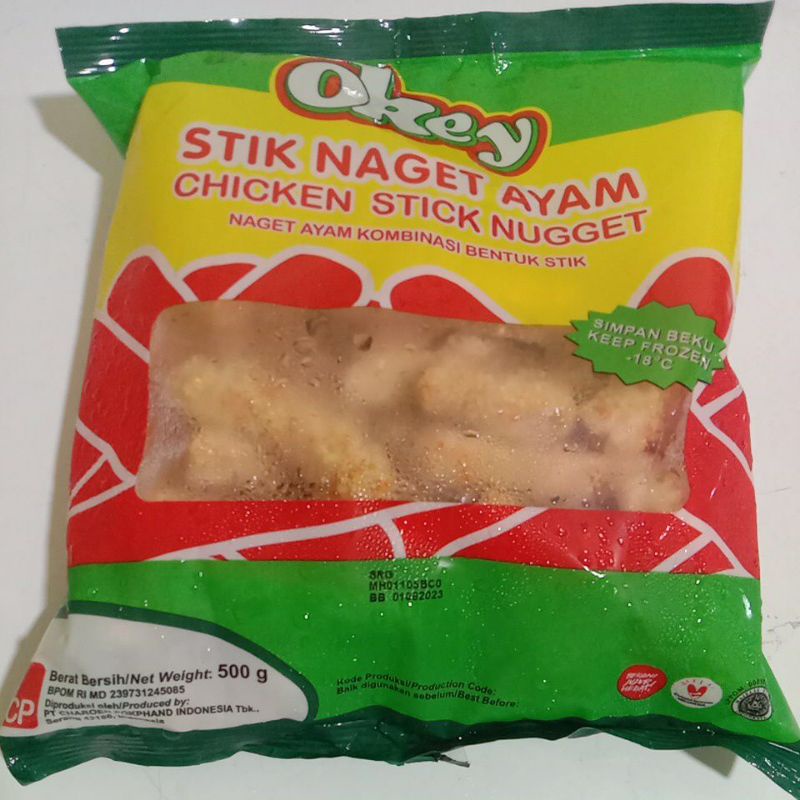 

STIK NAGET AYAM OKEY 500 GR NAGET AYAM KOMBINASI BENTUK STIK