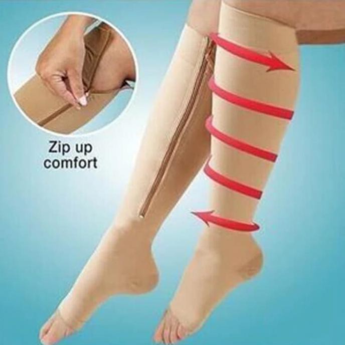 [BAYAR DI TEMPAT] 1 Pasang Compression Stocking Anti Varises / Kaos Kaki Anti Varises Zipper