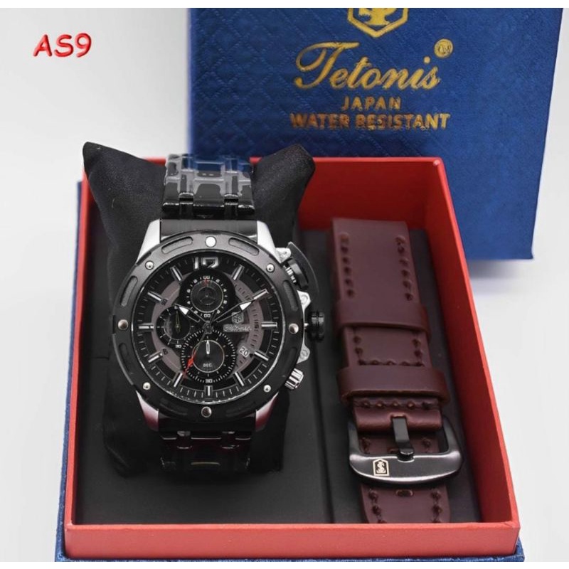 Big Sale Jam Tangan Tetonis Jam Tangan Kulit Fashion Original Chronograph Water Resistant