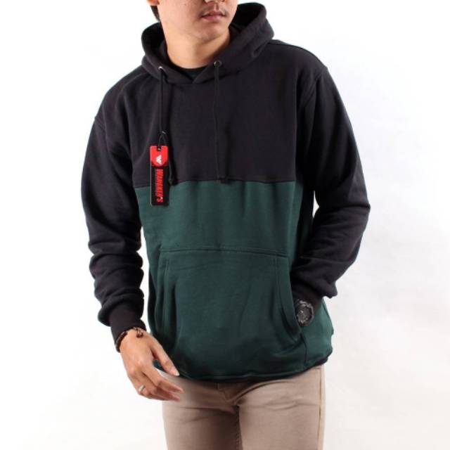 Sweater hoodie black green