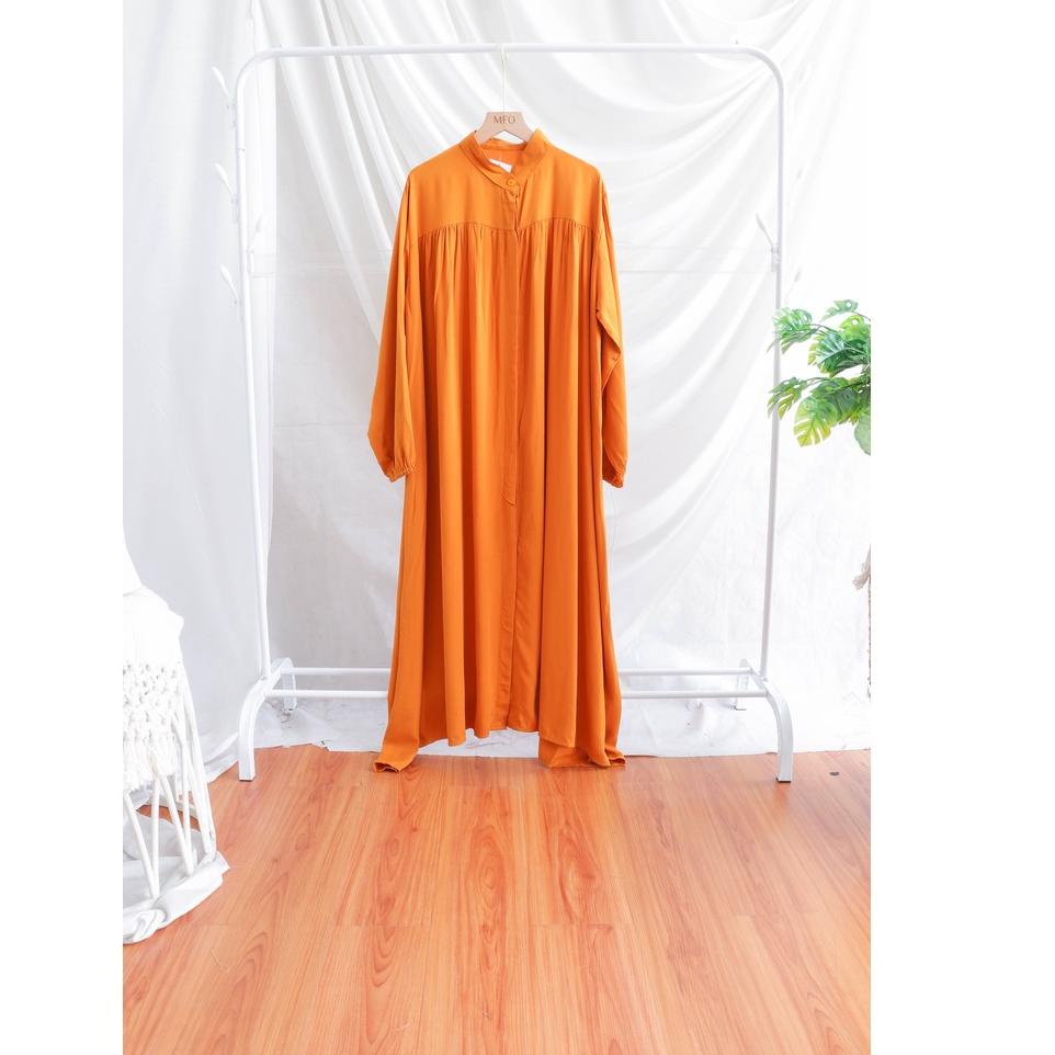 Top Produk.. Mallafashionofficial Zovian Midi Dress Wanita Long Tunik Full Kancing Rayon Premium Ter