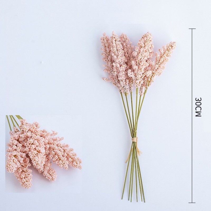 6pcs Bunga LAVENDER GRAIN SPIKE - Bunga Plastik Dekorasi Rumah-Pink