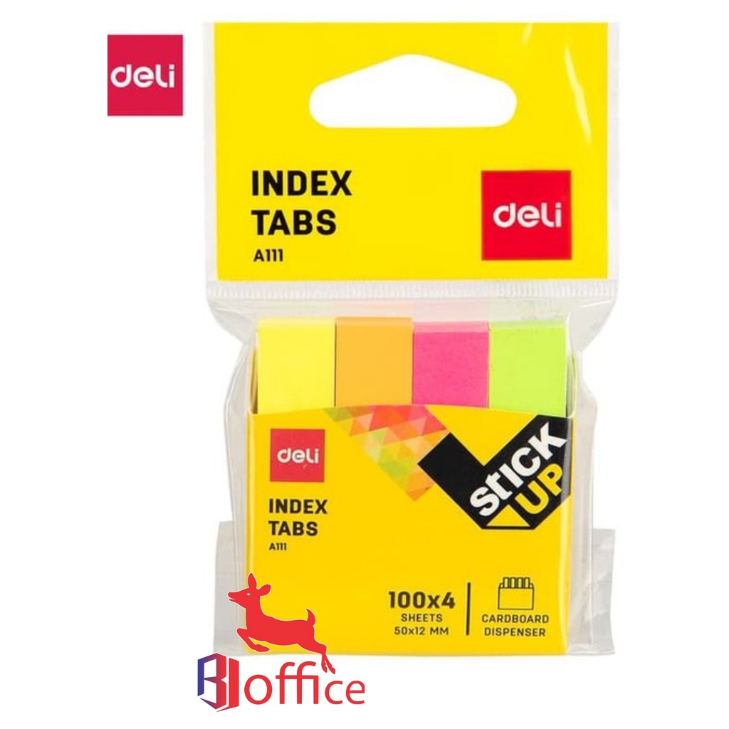 

Deli Sticky Notes Index Strong Adhesive 4 Colors Combine Tabs (100x4 Sheets) EA111