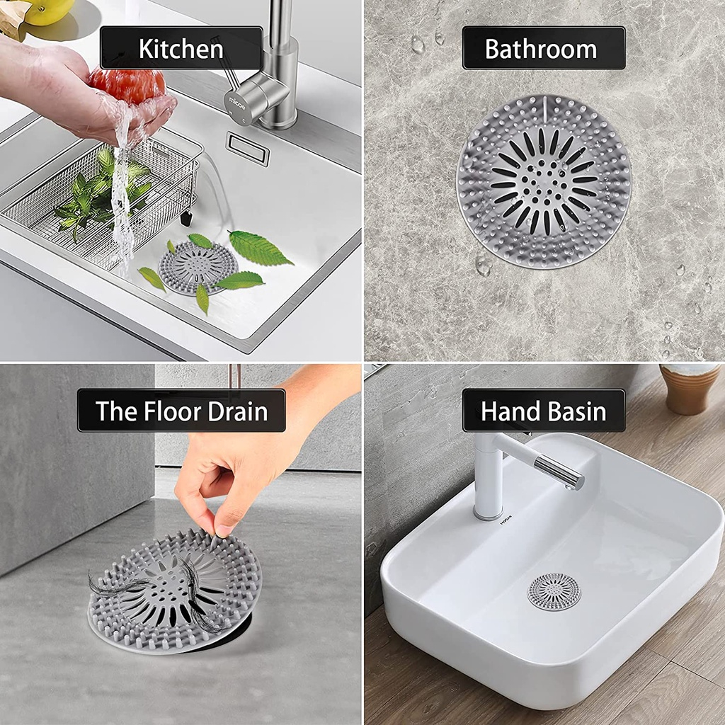 Silikon Penutup Lubang shower penangkap rambut anti tersumbat lubang air kamar mandi WC toilet anti sumbat lubang air kotor Sink Sewer Filter Shower Drain Strainers Bathtub Stopper Silicone Sink Plug Cover Hair Catchers Bathroom Universal Hair Filter