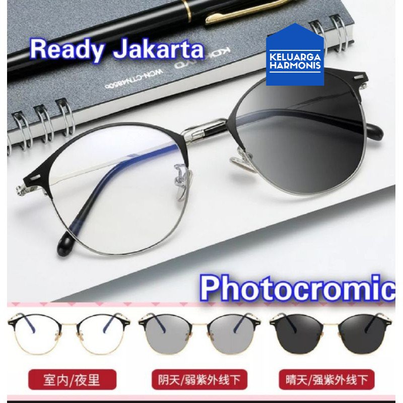 Kacamata Photocromic Anti Blue Ray Radiasi Komputer Wanita Pria Korea Kacamata Photocromic