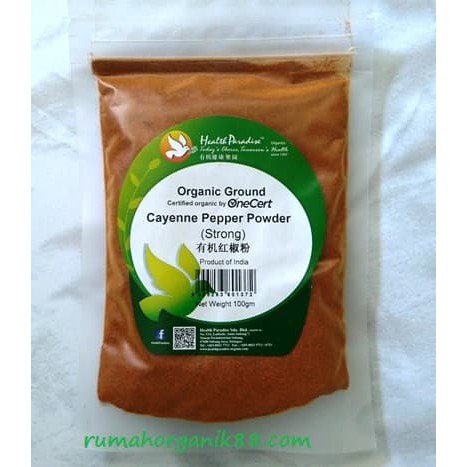 BEST DEAL ORGANIC CAYENNE PEPPER POWDER (STRONG) BY HEALTH PARADISE 100GR 