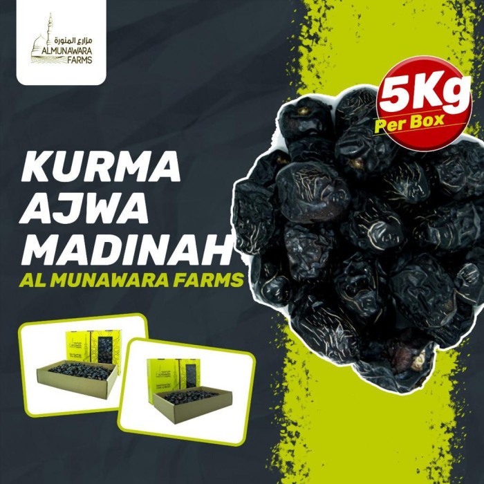 

Kurma Ajwa Madinah Dus 5kg Ajwa Aliyah Premium