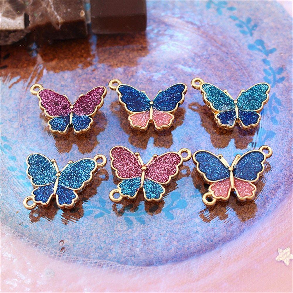 Nanas 10 Pcs Butterfly Shaped Charms Handmade Aksesoris Kalung Temuan Perhiasan Jewelry Making