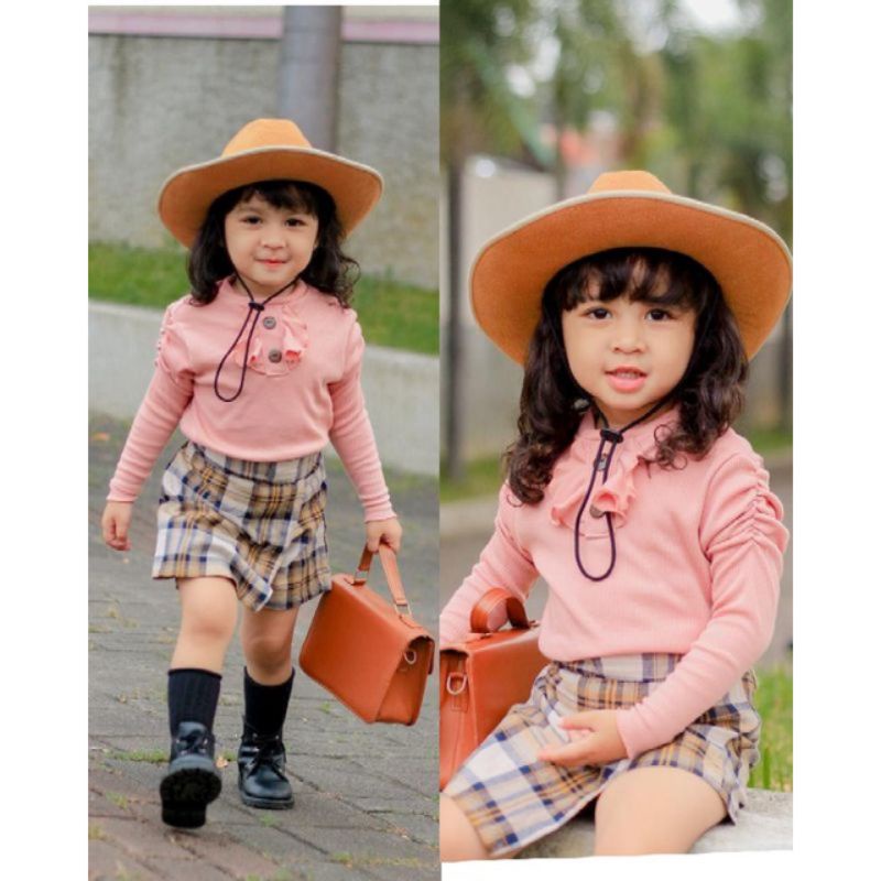 Baju Anak Perempuan RUFFLE LONGSLEVEE Knit tee Rib 1-5 Tahun