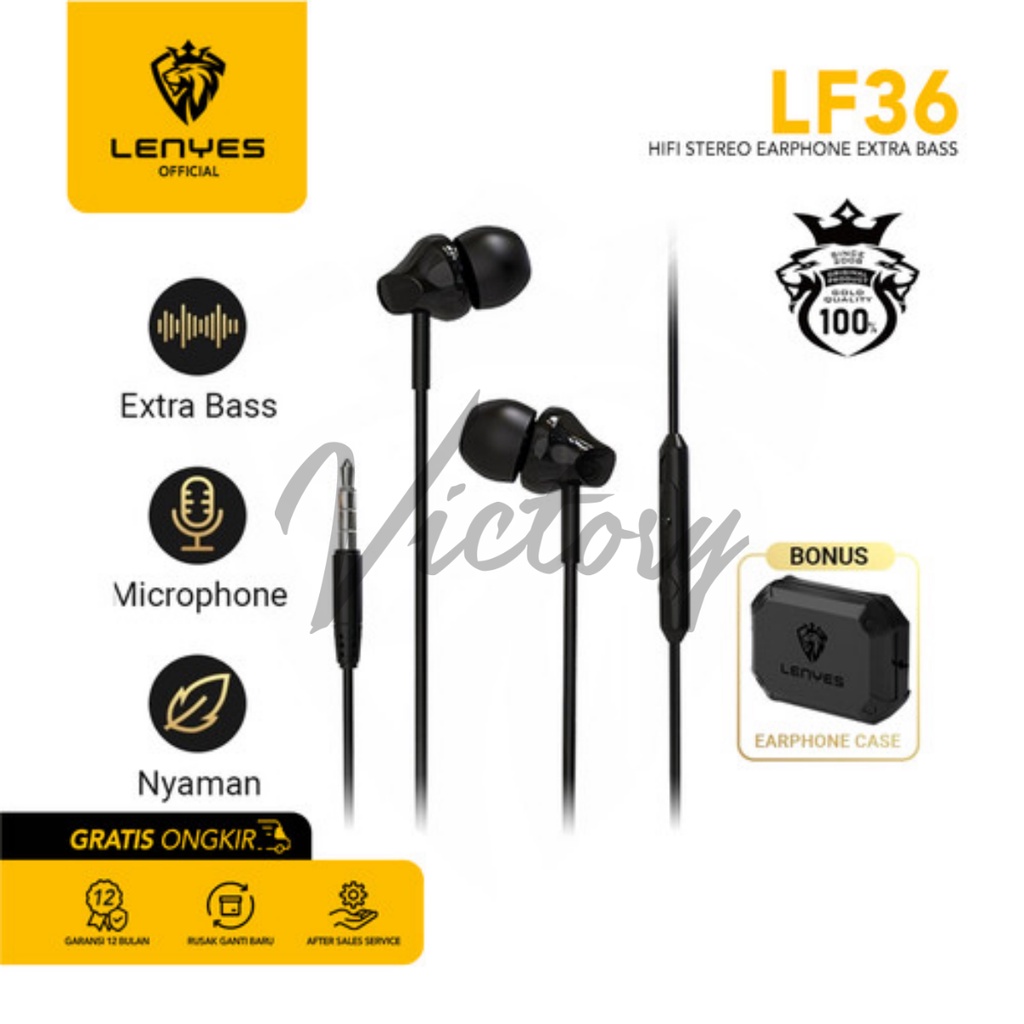 VICTORY Headset Stereo LENYES LF36 Hifi Extra Bass with Handsfree Microphone