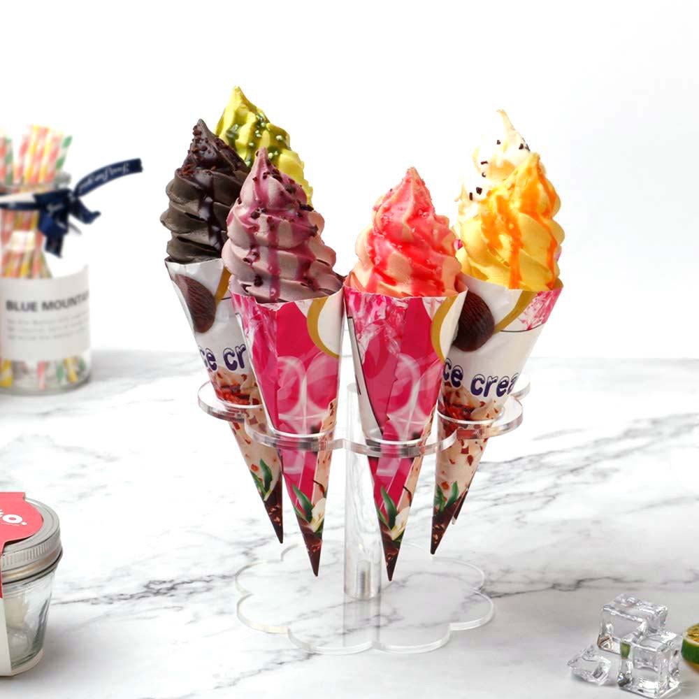 Stand Holder Display Es Krim Cone Bahan Akrilik Transparan Dapat Digunakan Kembali Untuk Pesta Pernikahan