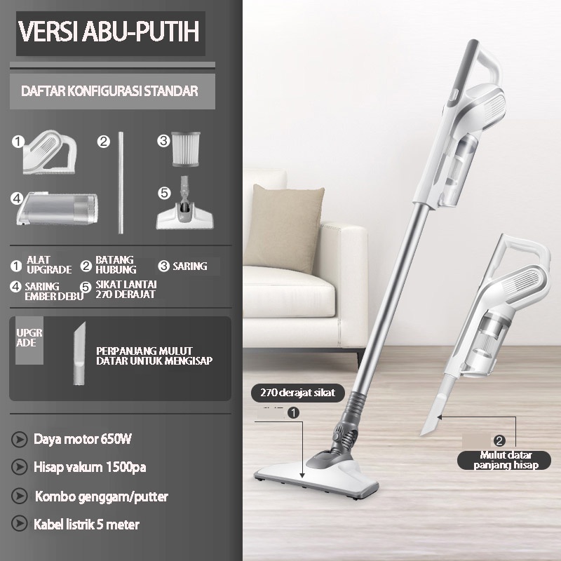 VBELL  vacuum cleaner genggam hapus tungau pembersih rumah tangga pembersih vertikal 2 in 1