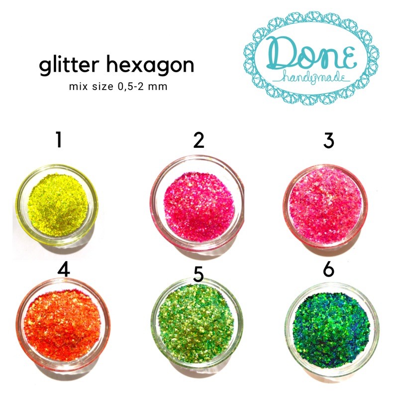 glitter nail art nailart glitter hexagon shape hiasan clay seri 3