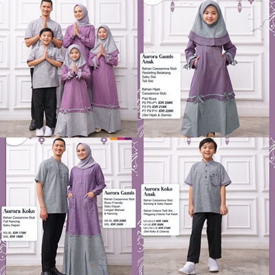 Gamis Sarimbit Koko Gamis Anak Nibras Aurora Purple Cassanova Slub 2021