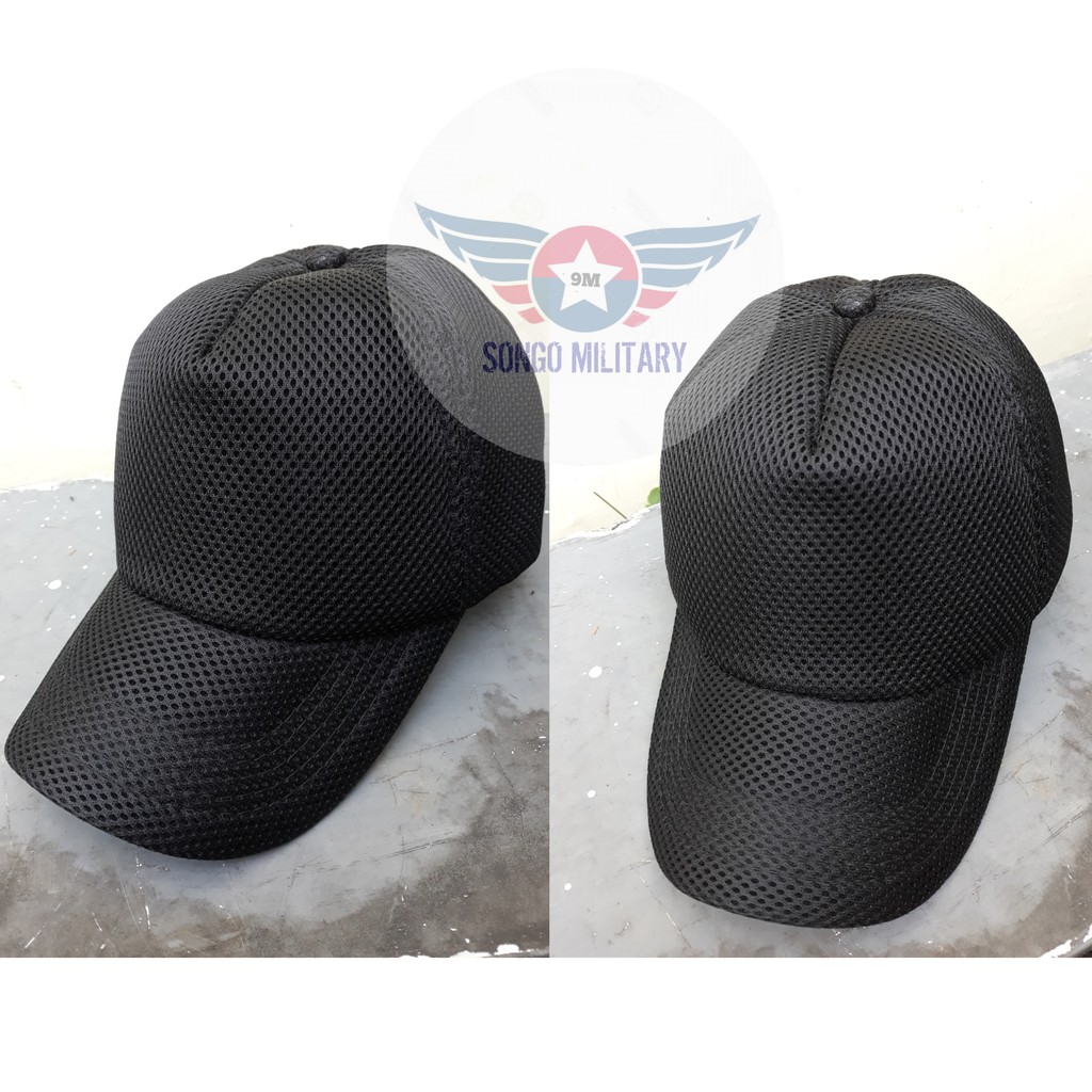 Topi Hitam Jaring TNI POLRI Topi Lapangan Hitam Tactical