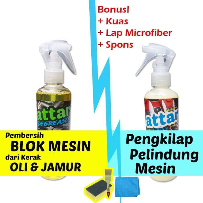 PAKET Pembersih Kerak Oli Blok Mesin Mobil & Motor & Semir Pengkilap