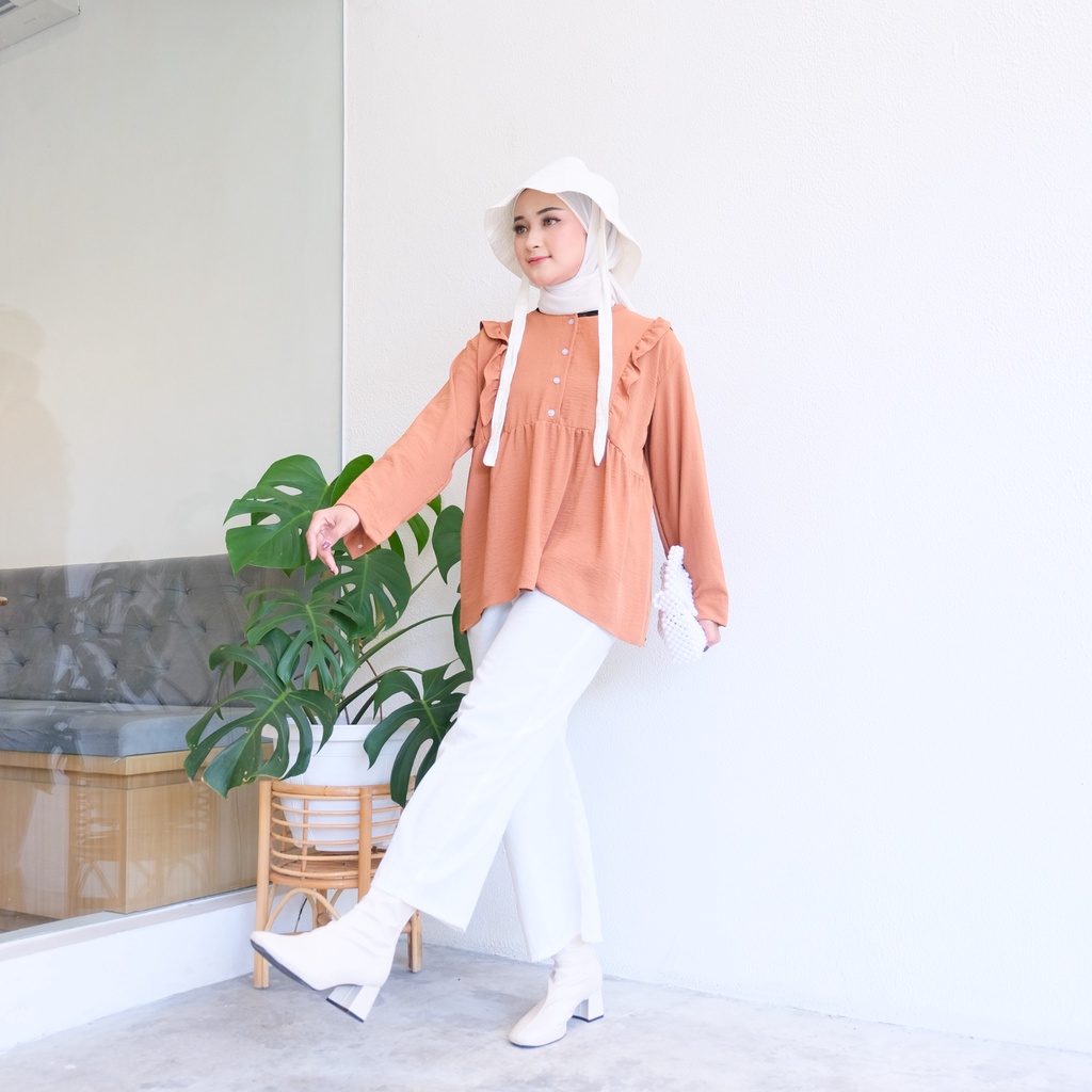 (MGA) BLOUSE DZEKIA OVERSIZE KEMEJA ATASAN WANITA AIRFLOW